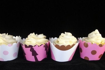Pink and Brown Baby Shower Cupcake Wrappers