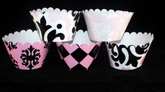 Black and Pink Cupcake Wrappers