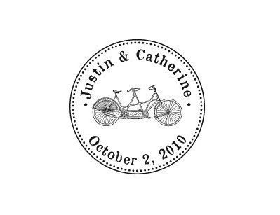 Bicycle built for two custom tandem Mounted Rubber Stamp wedding stamp