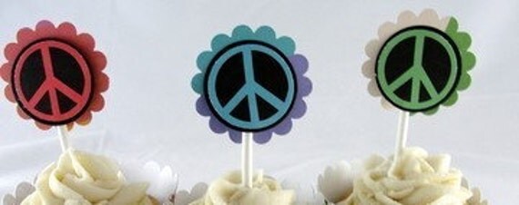Peace Sign Cupcake Toppers 2