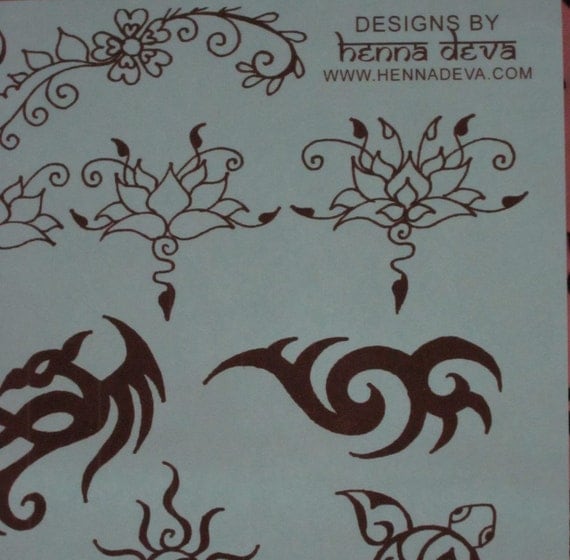 Simple Henna Tattoo Design Sheet From HennaDeva