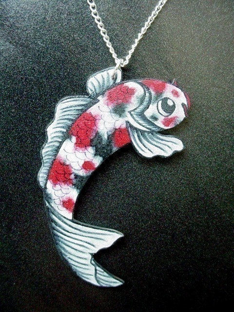 traditional japanese tattoo style koi fish necklace From wickedminky