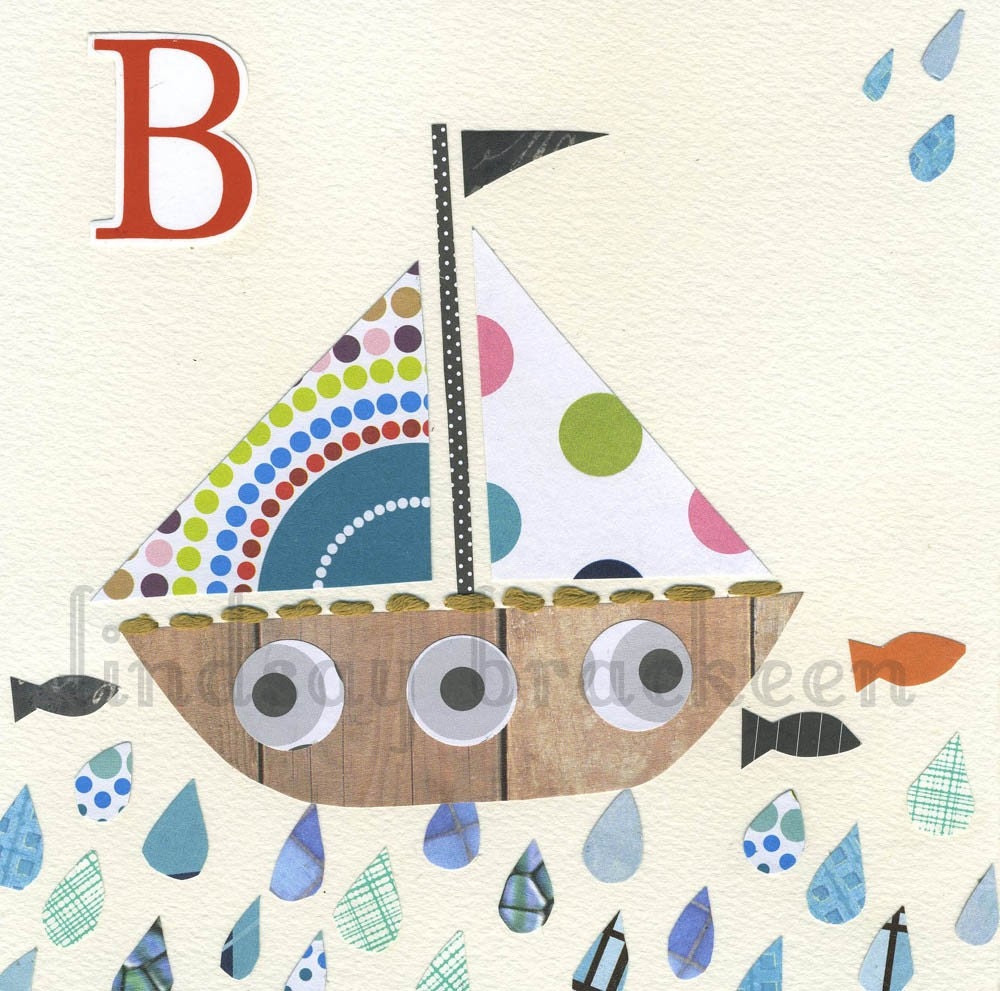 Alphabet Nursery Art Print Letter B as in Boat