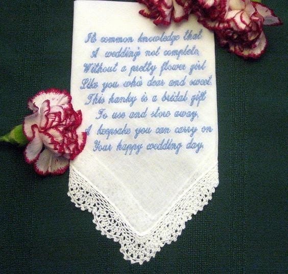 Personalized Wedding Gift Wedding Handkerchief for Flower Girl with Gift 