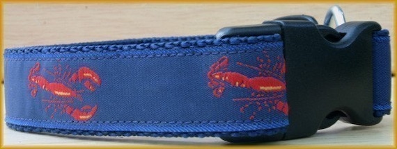 Designer Handmade Preppy Summer Lobster Lobstah Dog Collar (Style SMR29) New and Unique