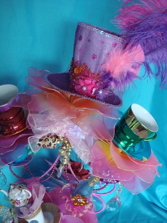 Gorgeous Mad Hatter Tea Cup Tower Centerpiece Alice in Wonderland Tea Party