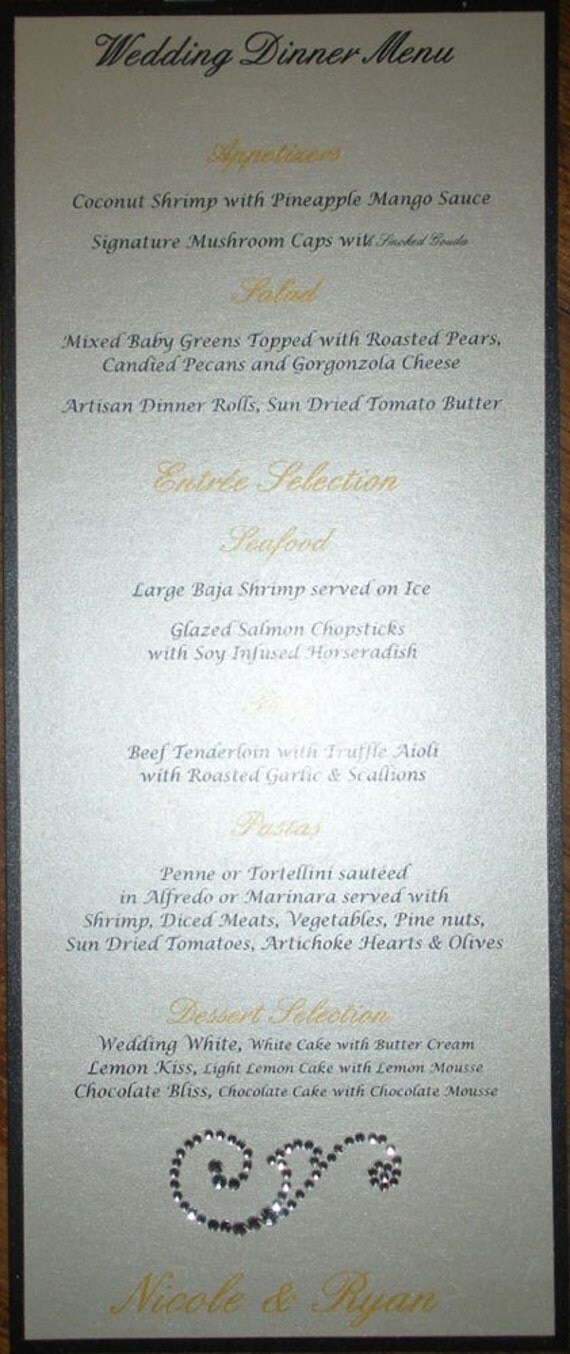 Create a one of a kind menu card by personalizing it with your own wording