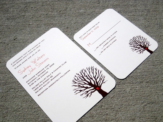 Modern Heart Tree Wedding Invitation Sample Set From StelieDesigns