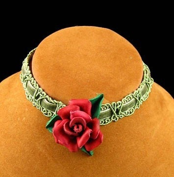 Leather Rose Choker