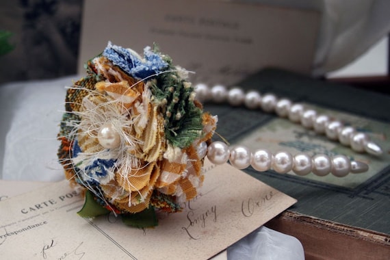 Yellow and Blue Spring Flower Pearl Headband Hair Fascinator