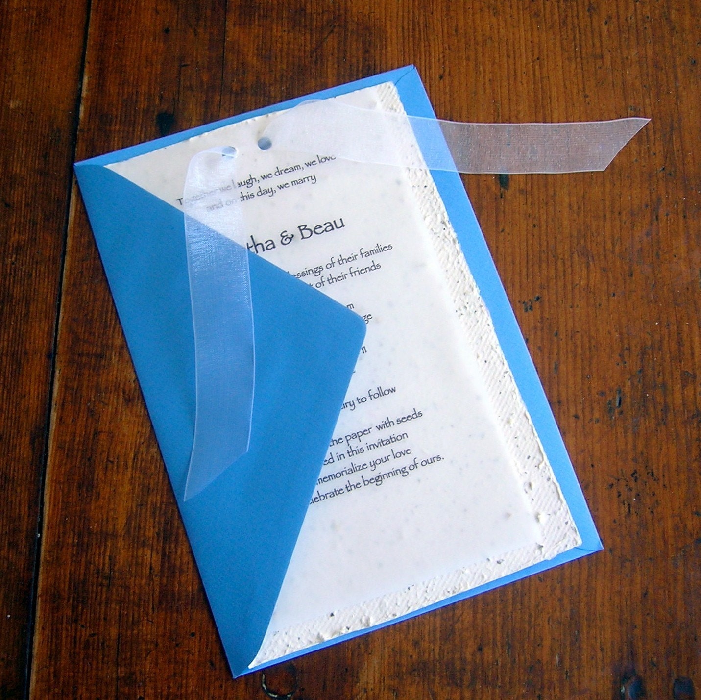 DEPOSIT on CUSTOM DIY wedding invitations made from handmade plantable paper