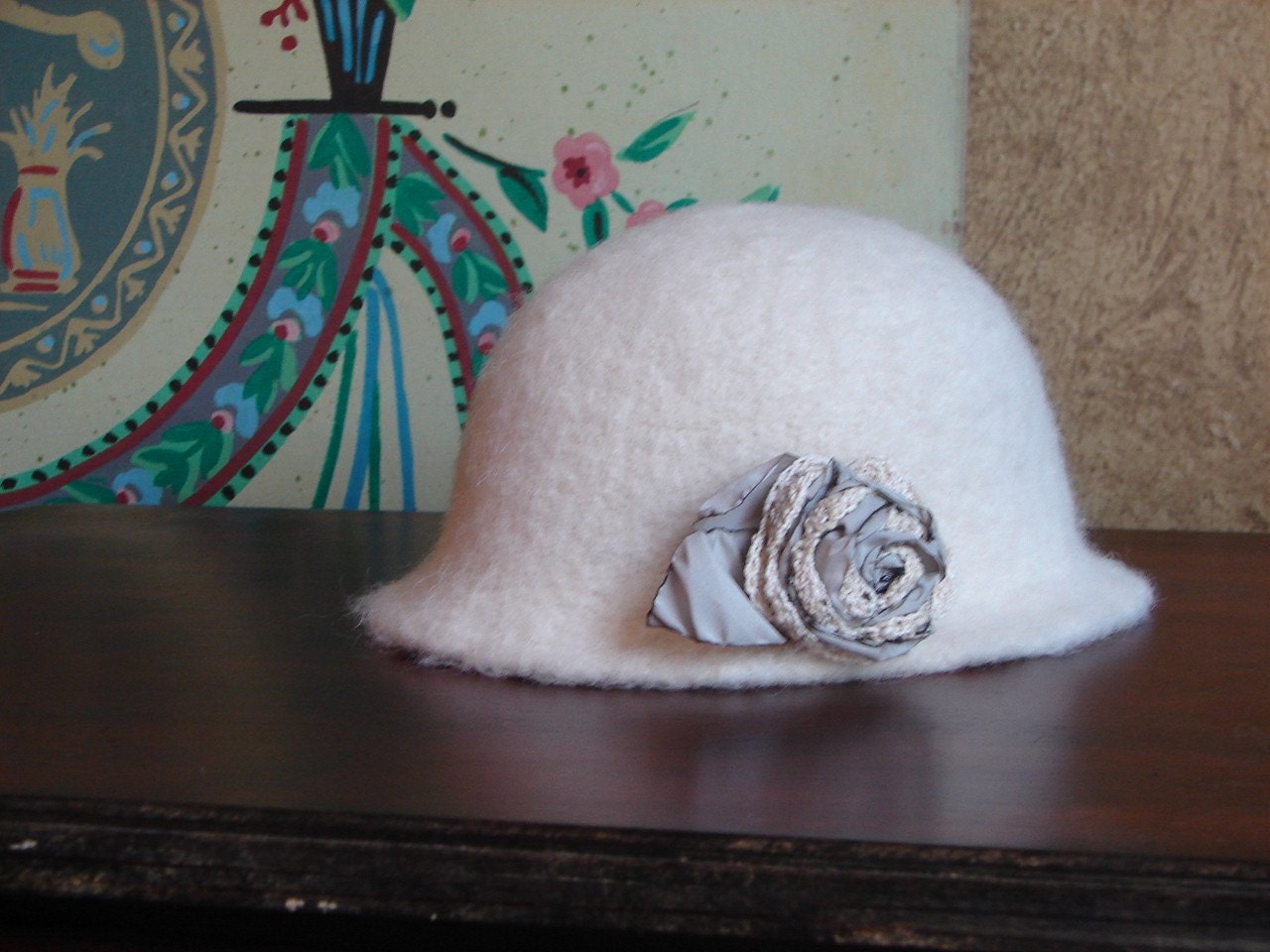 Zelda's Cloche - Felted Wool with Flower Pin, Hat