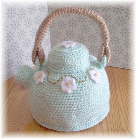 Crochet Mint Green Fancy Teapot...PDF Pattern