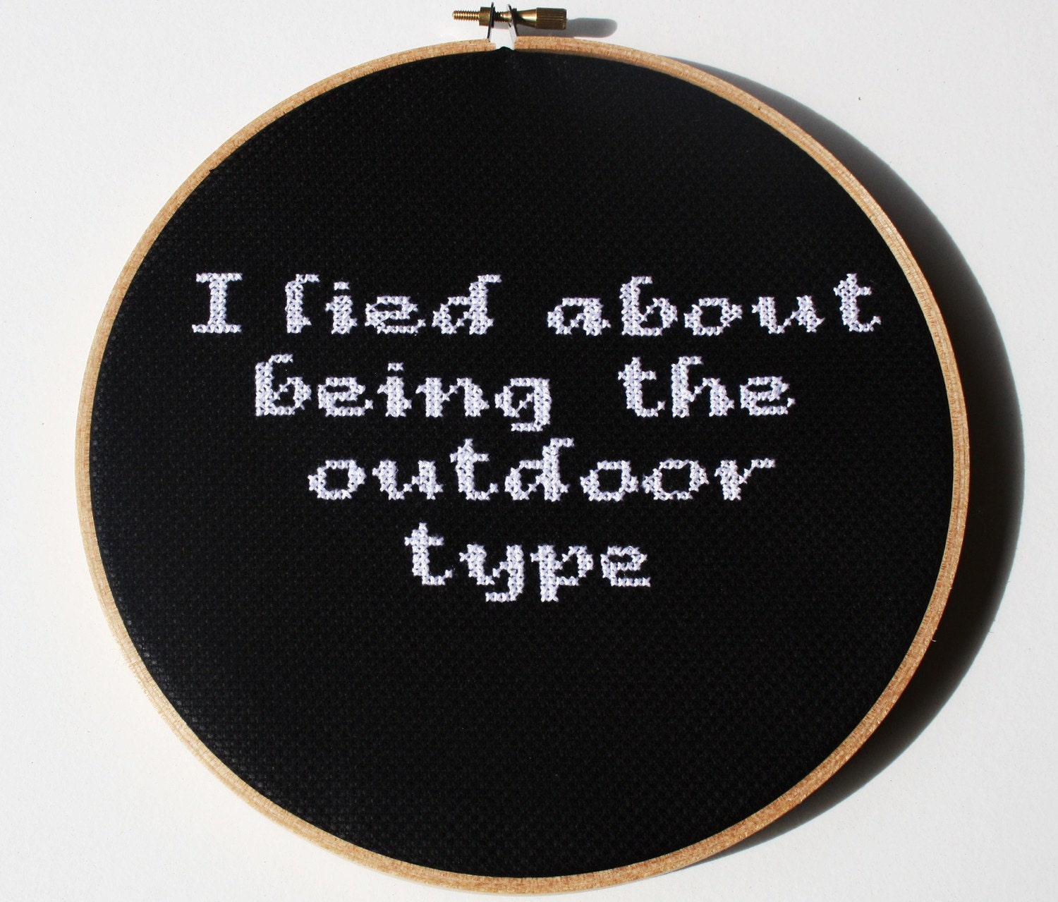 Cross stitch pattern, PDF- I lied about being the outdoor type