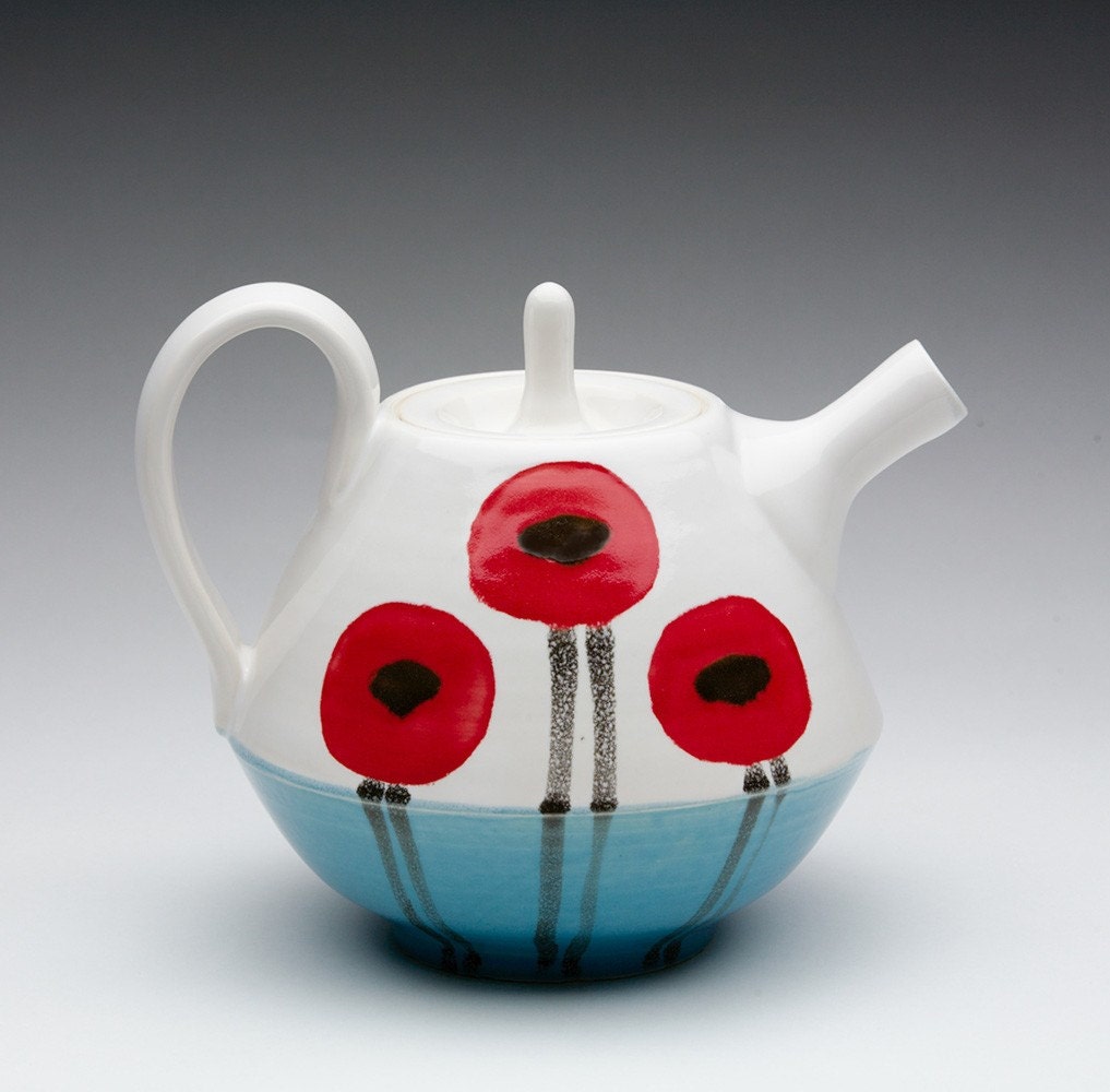 Poppy Teapot with Turquoise