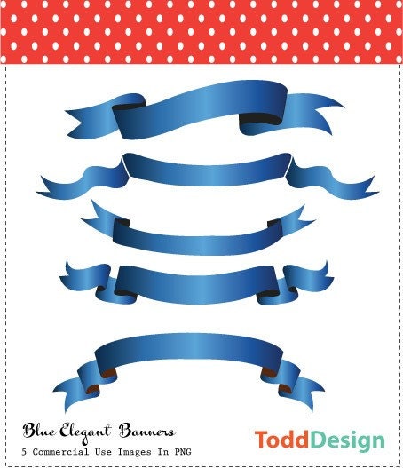 Blue Elegant Banners Digital Clip Art for wedding invitations 