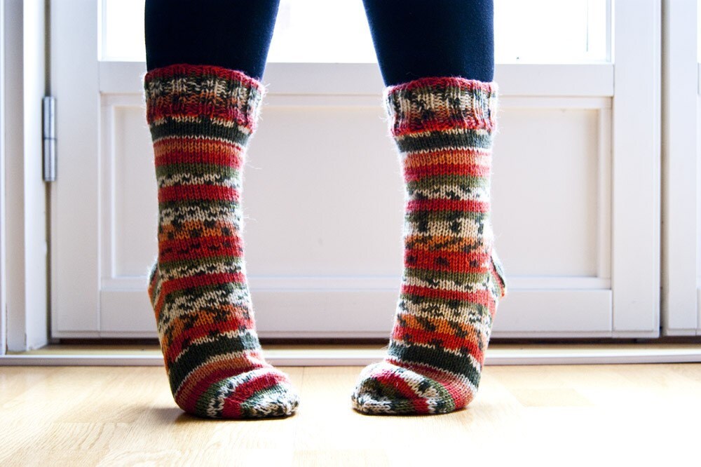 Hand knit socks - cloudberry