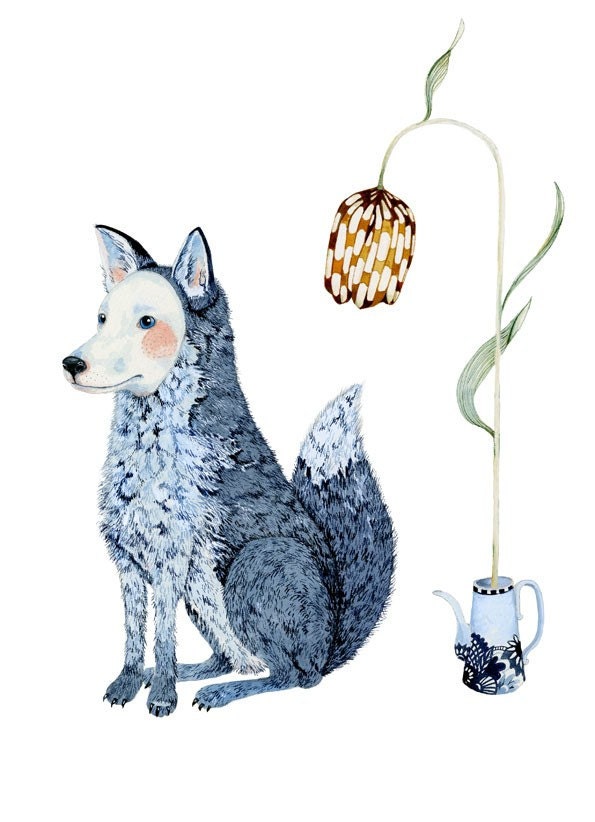 Winter Fox Illustration by Tracey Long of Chasing the Crayon