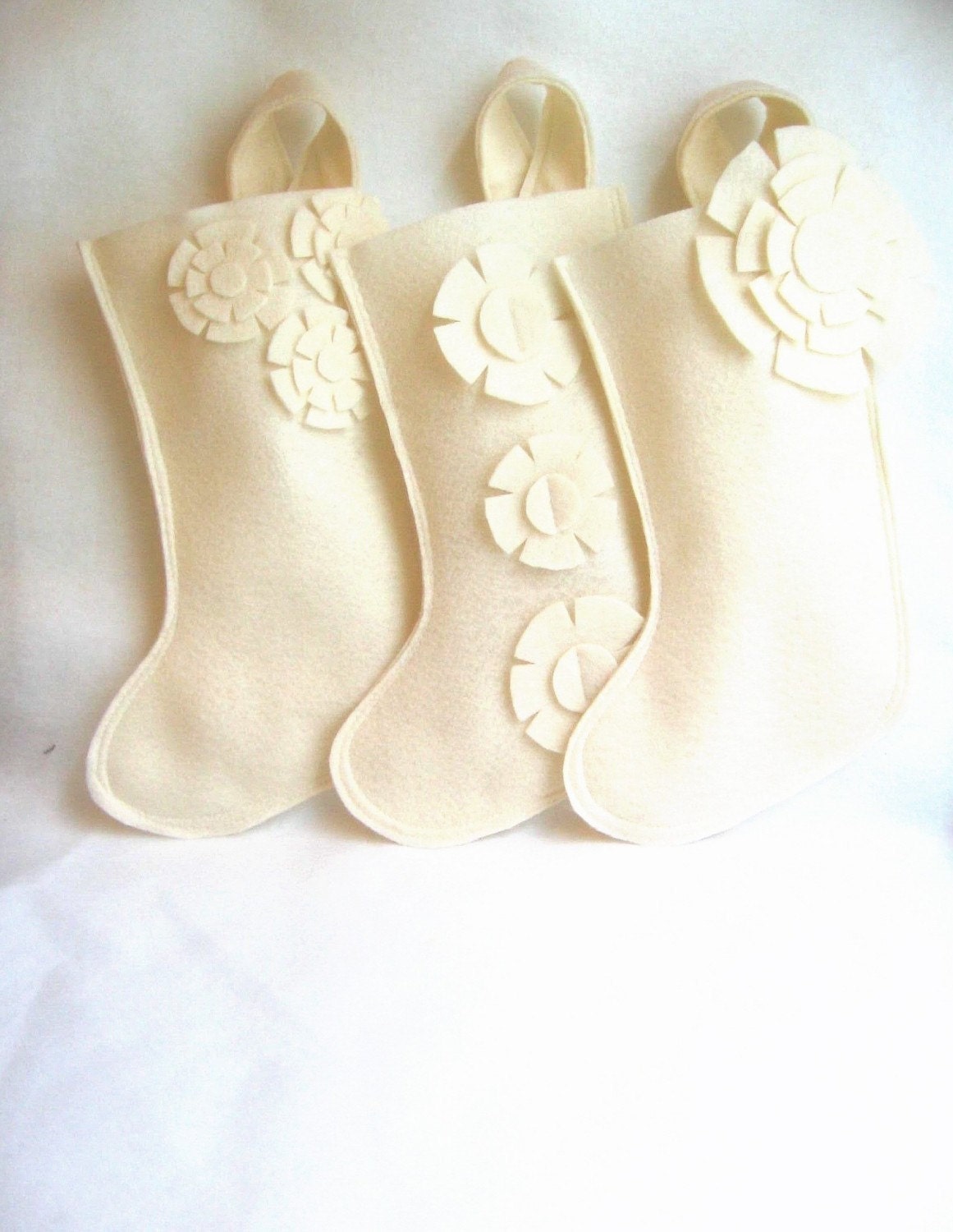 january delivery - ivory cream Christmas stocking in eco friendly felt. you choose the style