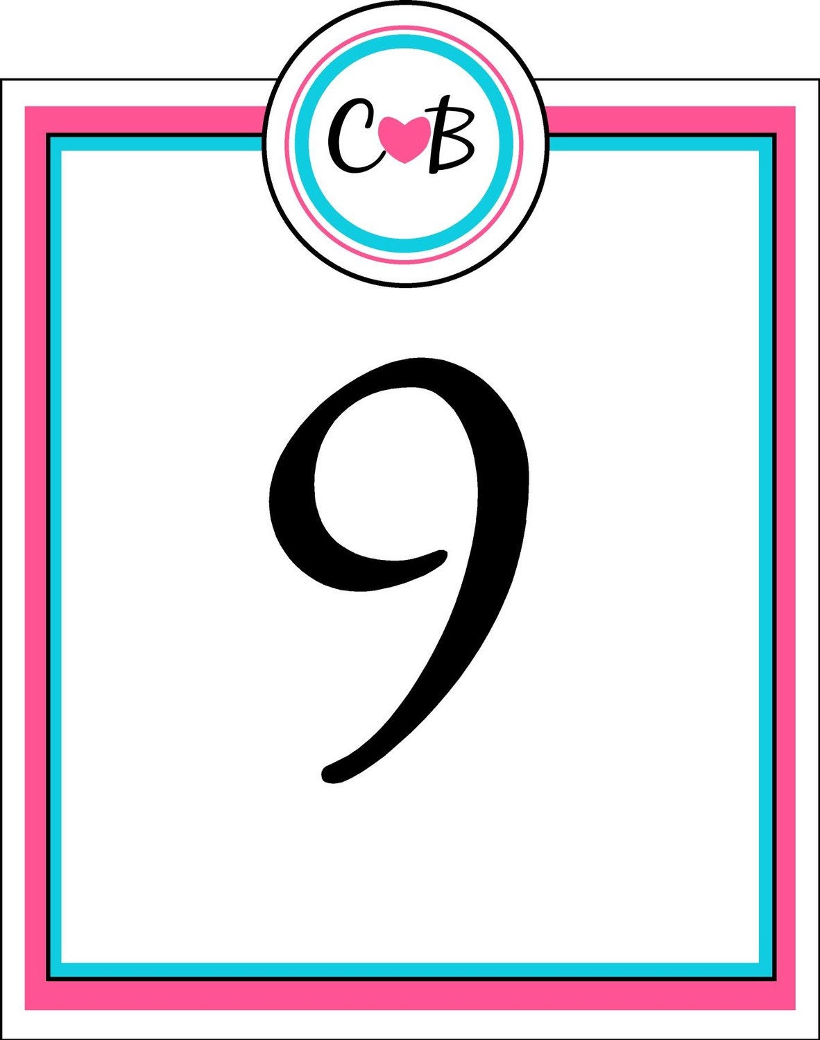 Gorgeous NonTraditional Blue and Pink Wedding Reception Table Numbers with 