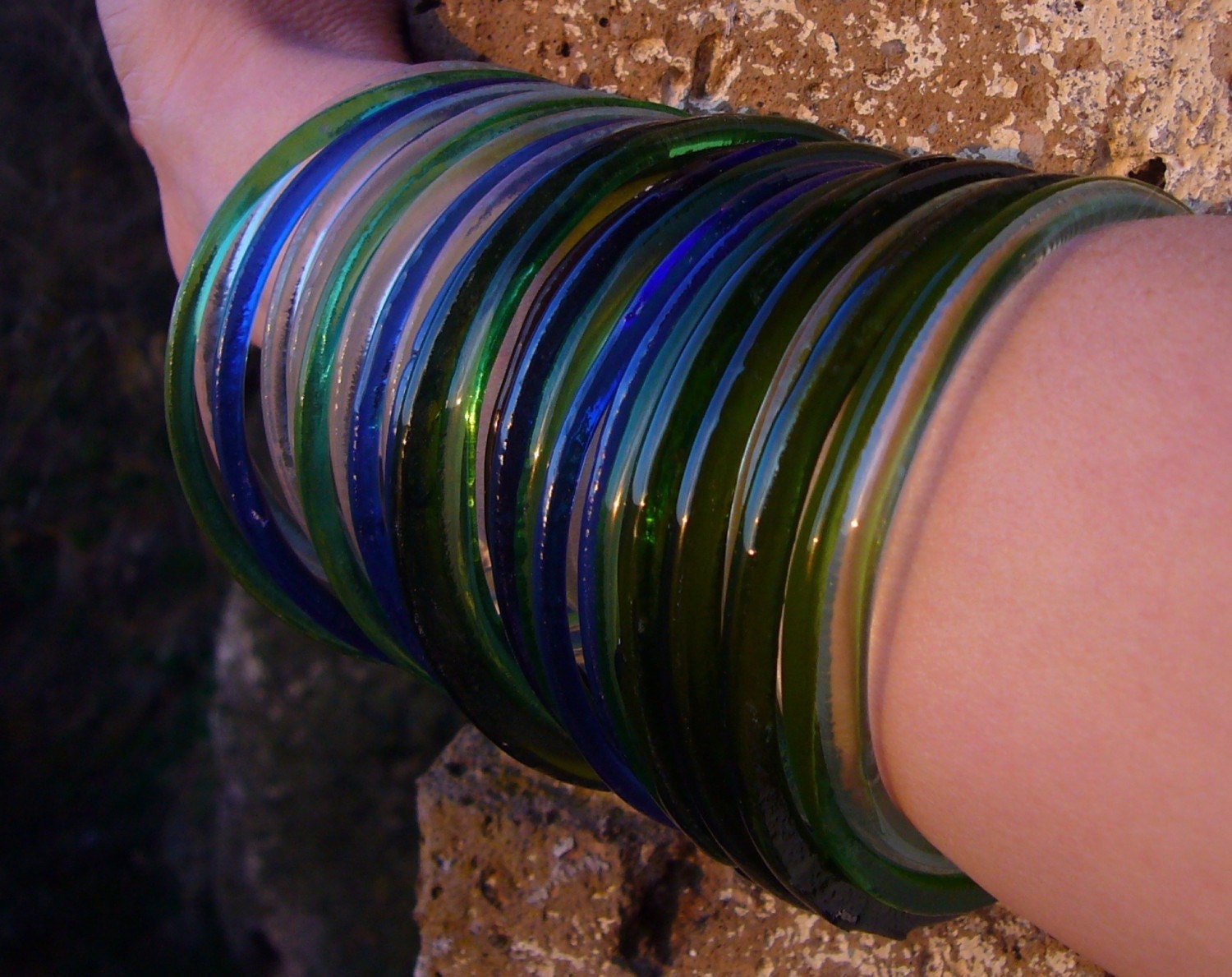 Recycled glass bangles