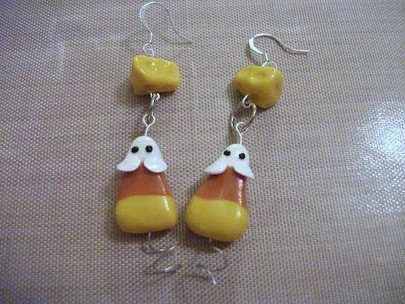 Candy Corn Mice Earrings - Polymer Clay - Made to Order