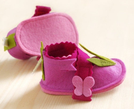 Baby girls pink shoes, LaLa Rose butterflies mary jane house slippers, baby shower gift crib shoes