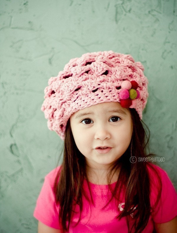 Pink Reversible Beret - sizes from 3 mos to 5T