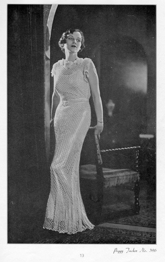 Columbia Peggy Tucker Evening Gown No. 396 - Vintage 1930s Crochet Pattern, 1934