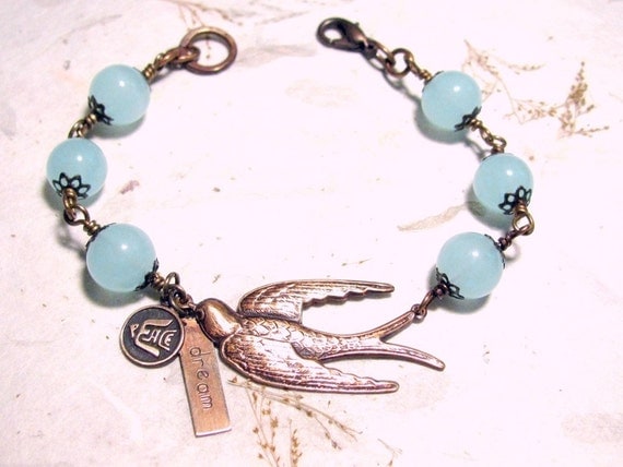 Free to Dream in Peace Soaring Bird Affirmation Bracelet