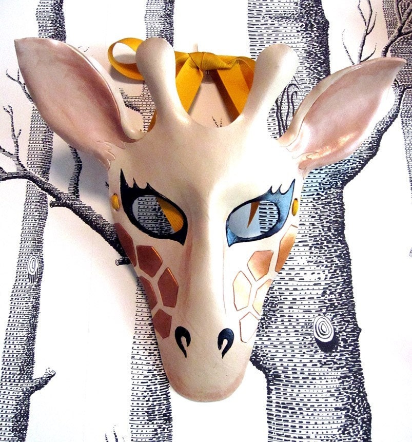 Giraffe Leather Mask, Adult Size - Made to Order