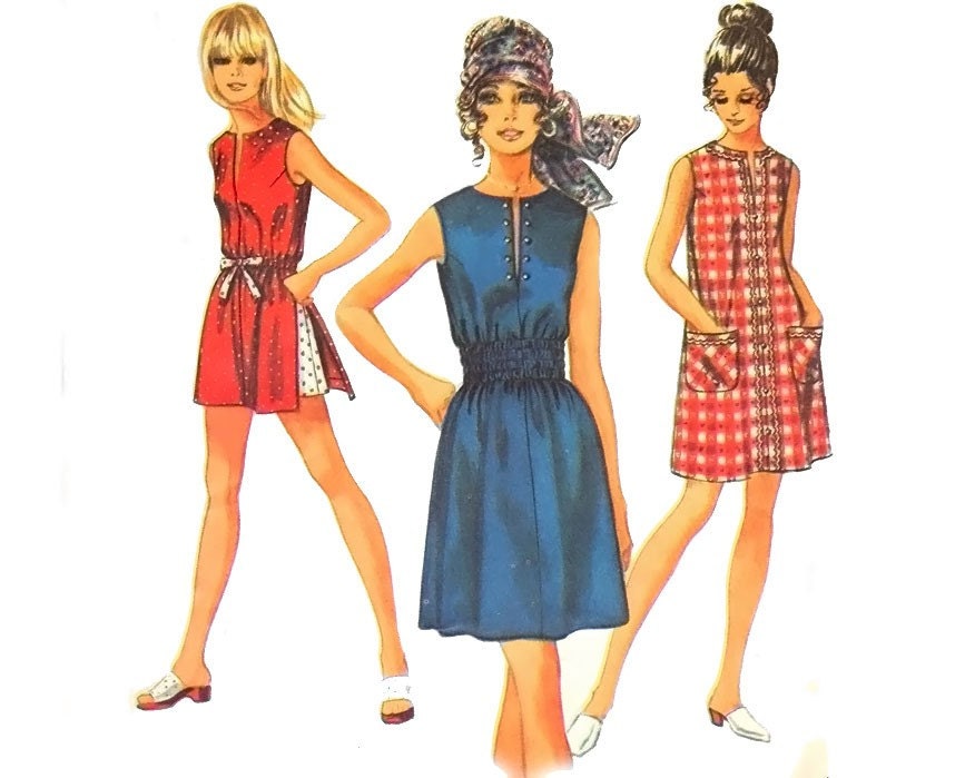 Vintage Sewing Pattern Mod Mini Dress Smocked Romper by mysweetiepiepie