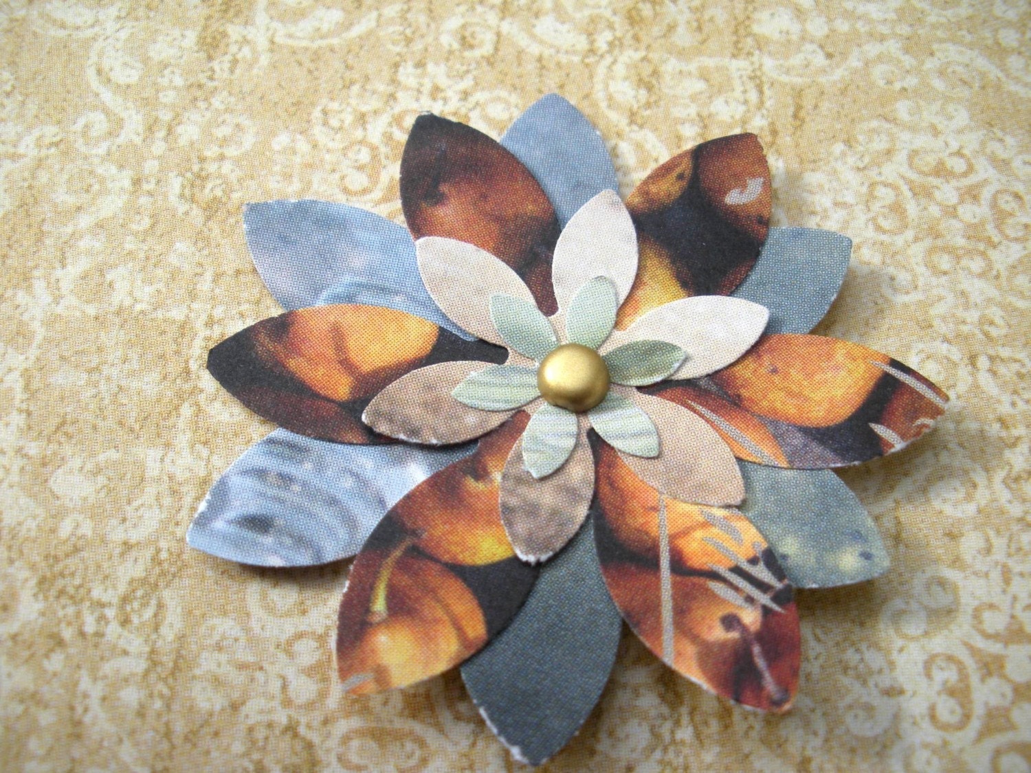 Eco-friendly paper flower embellishments - set of 8 SMALL flowers -  - style 'Milly'