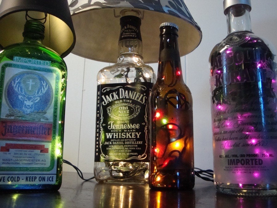 Custom Made Liquor Bottle Lamps (You Choose the Bottle, Lights, and Shade)- USA customers only