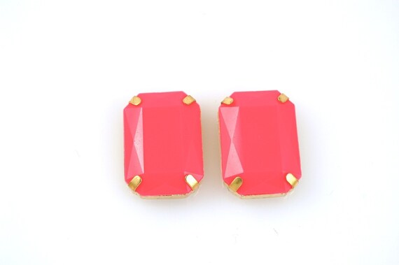 Large Hot pink Gem earrings
