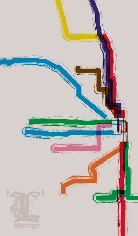 Chicago L (EL) Map Poster - 16x24