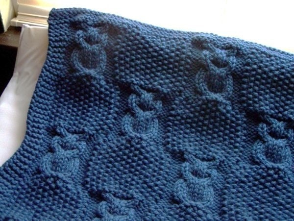 Sleepy Owl Baby Blanket Knitting Pattern