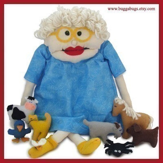 I Know An Old Woman - PDF Doll Pattern (Doll, Fly, Spider, Bird, Cat, Dog, Goat, Cow, Horse)