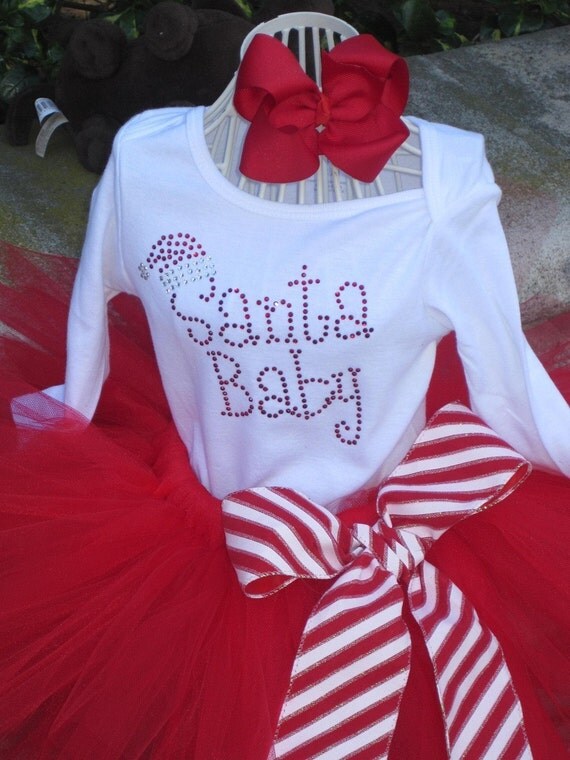 The Santa Baby Christmas tutu set- Include tutu, shirt and bow Perfect for all Christmas gatherings