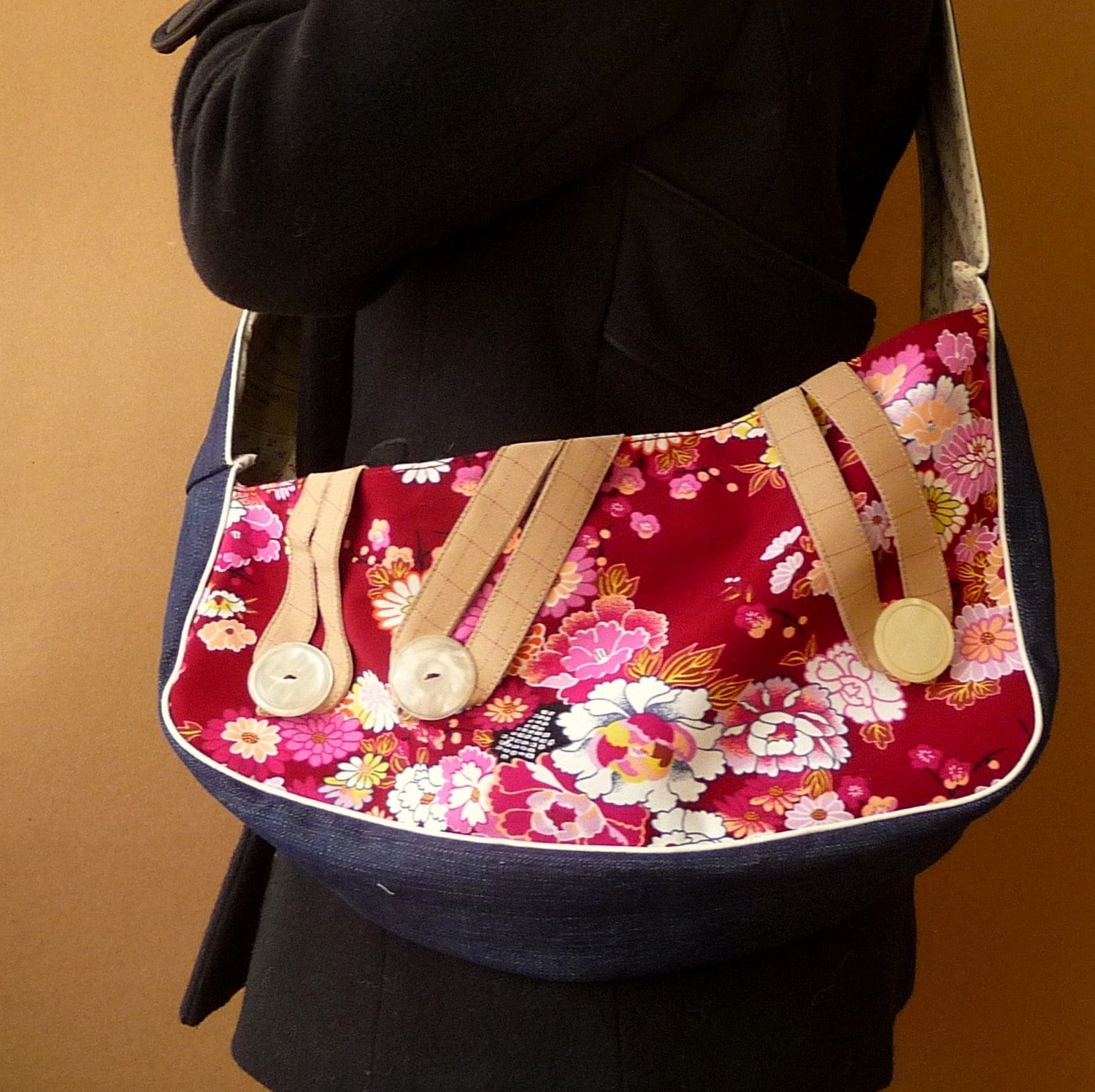 an Upcycled 'WinterBerry Bliss' Busy Jones handbag