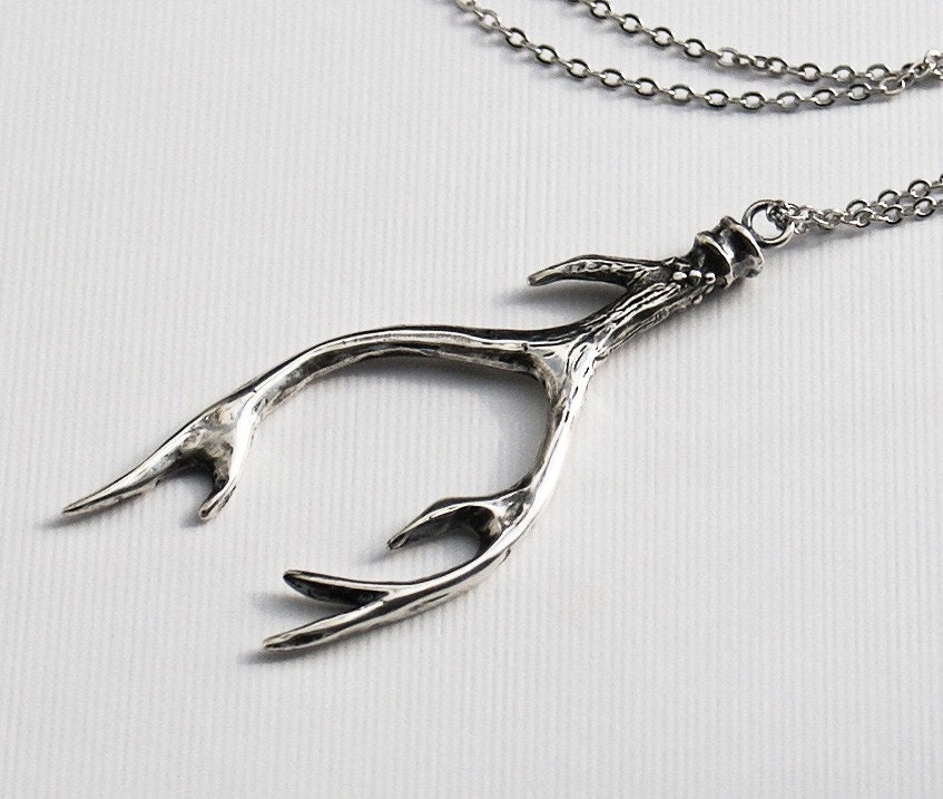 Large Antler Pendant  Sterling Silver by missashleylu on Etsy from etsy.com