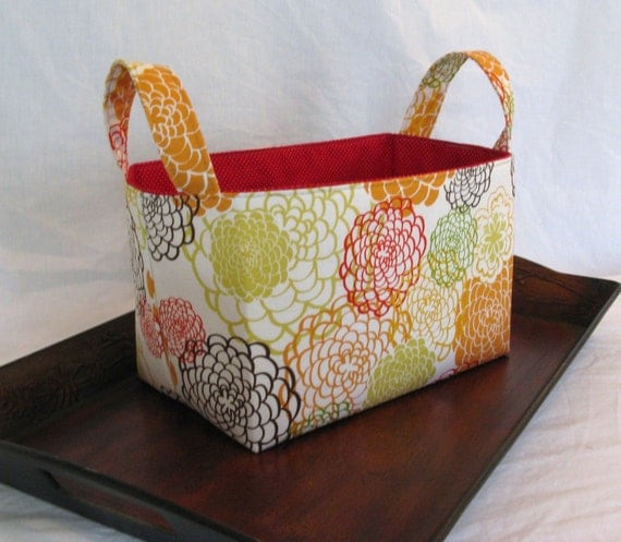 Fabric Storage Bin - Modern Floral Chrysanthemums