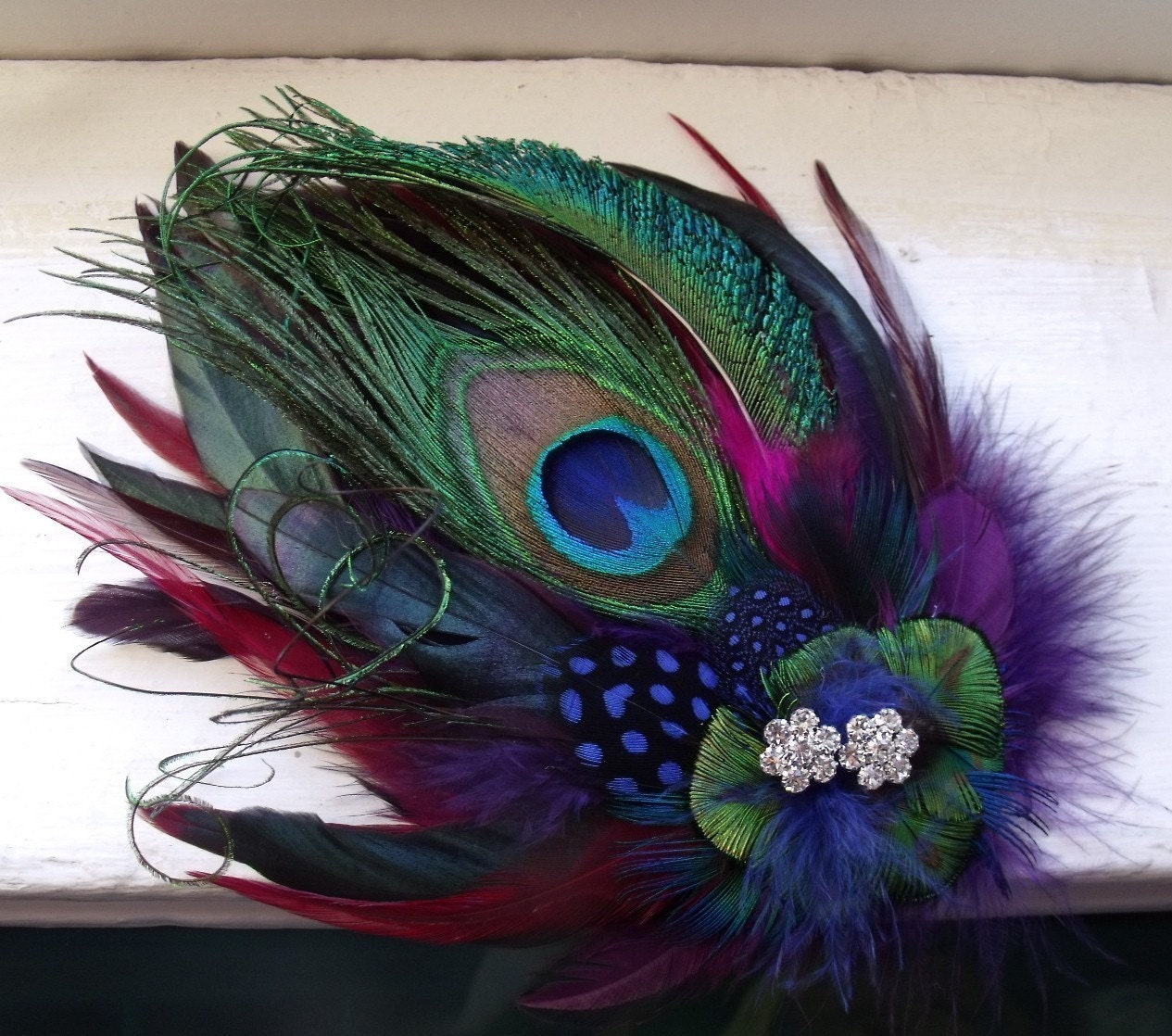 Peacock Feather Fantasy Wedding Headpiece Comb Clip Fascinator-MADE TO ORDER