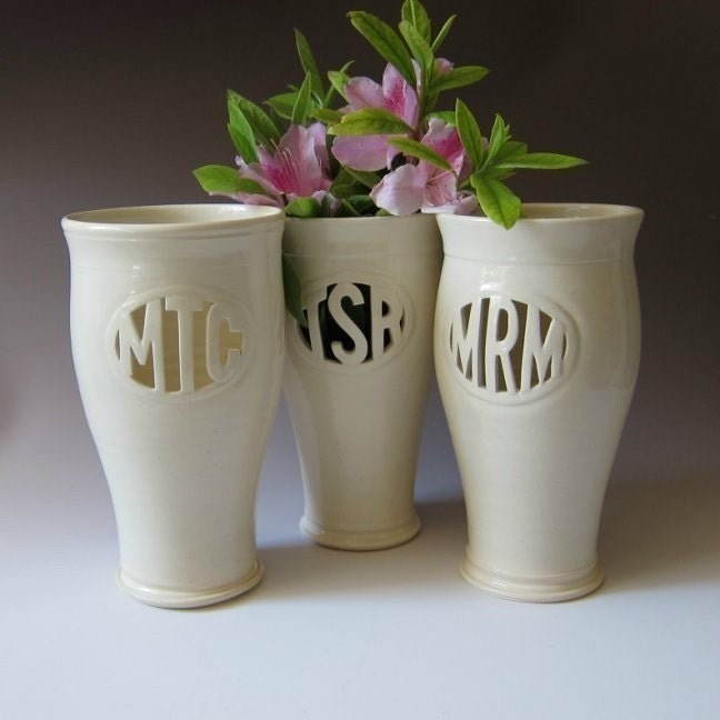 Custom Monogram Vase - Wedding, commitment ceremony / bridesmaid gift - handmade to order