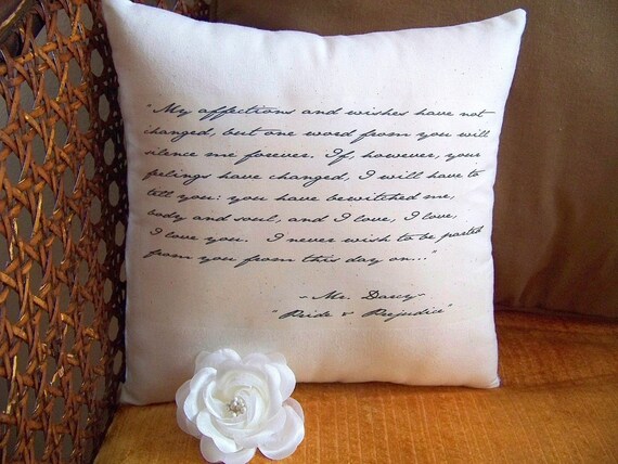 Simply Jane-Jane Austen-Pride and Prejudice-Mr Darcy's Declaration-10 x 10 Quotation  Pillow-Black Toile