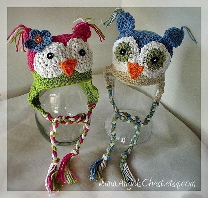 PDF Pattern Owly sooo Cute earflat hat Boy and Girl Sizes Preemie to 4 Years No. 11