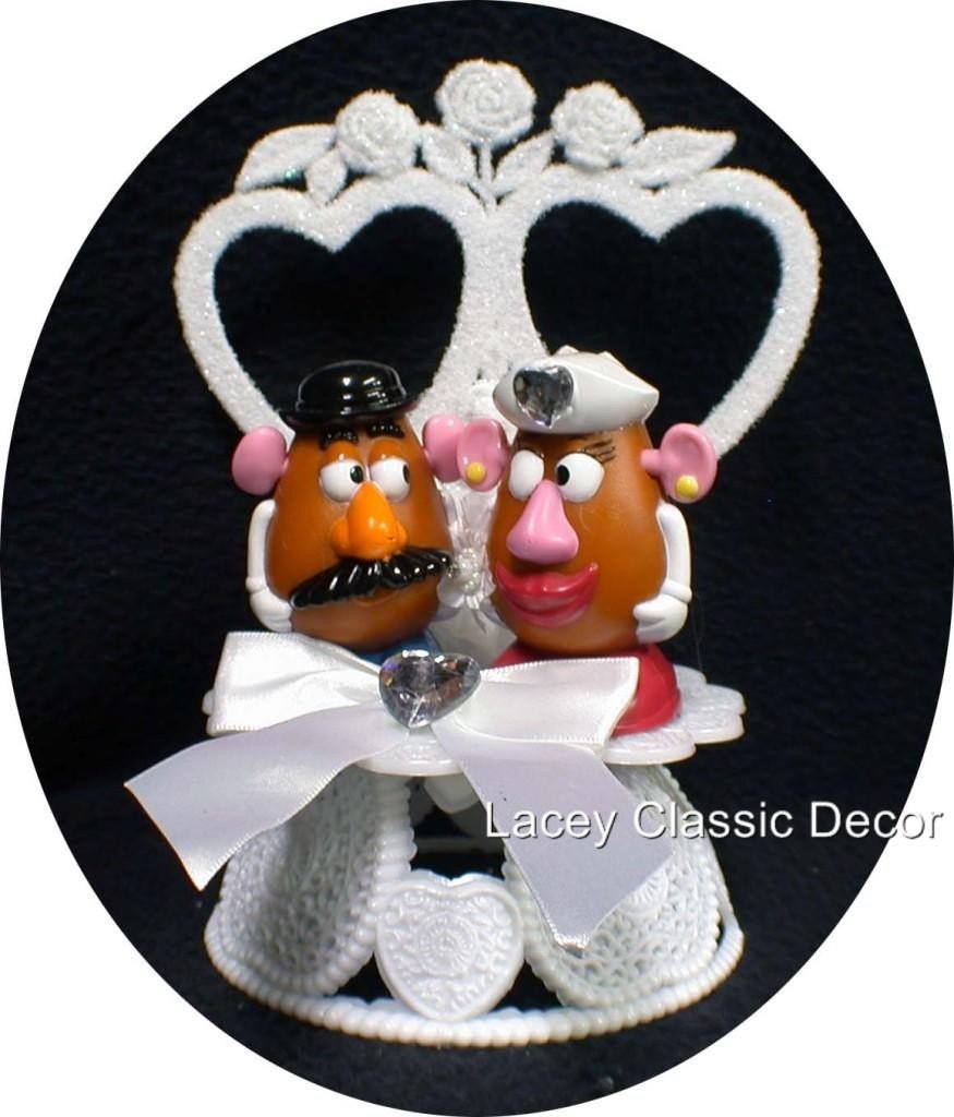 El Sr. y la Sra. Patata Jefe superior de la torta de la boda del corazón 2