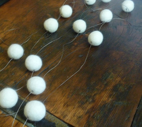 Snow Garland - a strand of soft white felt balls - shipping on December 14 or 15