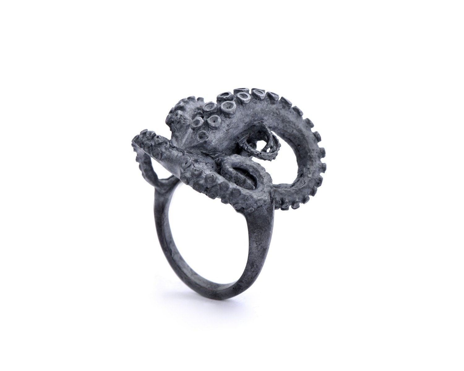 Black Silver Tentacle Ring