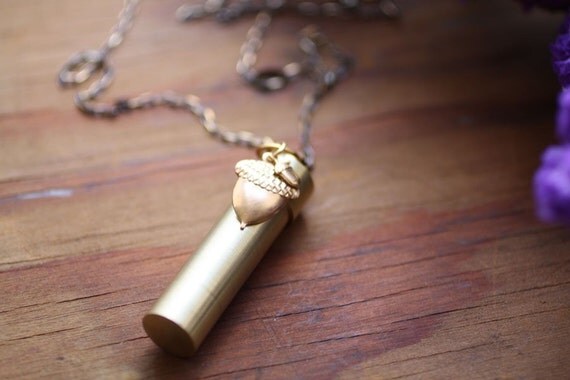 Secret Vial Canister Locket with Acron Charms